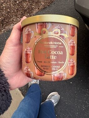 Kirklands Hot Cocoa Latte Scented Candle - Cream/Brown/Gold